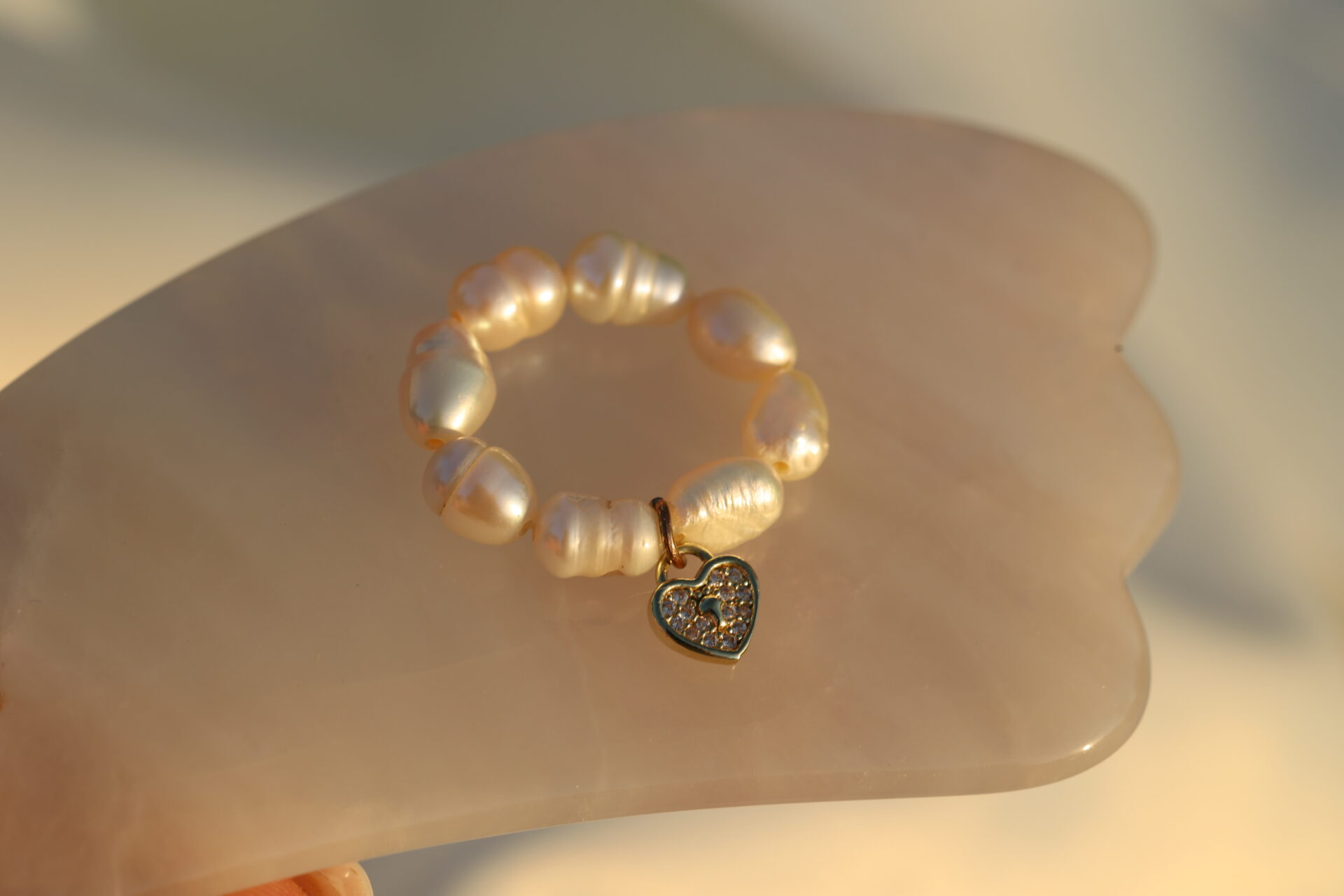 Herz Perle Dehnbarer Flexibler Ring